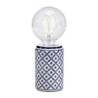 Ceramiczna lampka stołowa Ming niebieska z LED